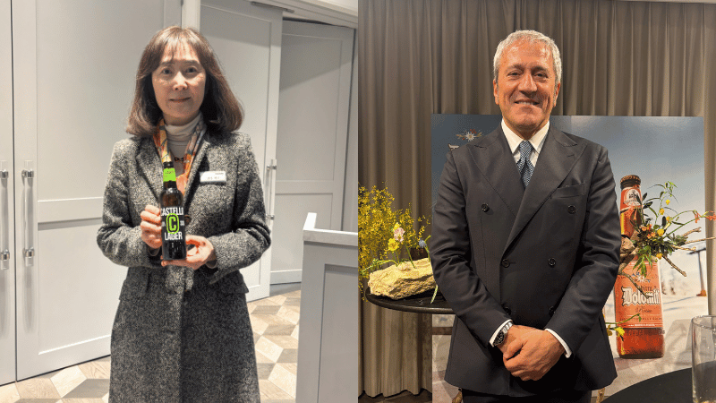 モンテ物産株式会社 代表取締役社長: 森本 明子 氏(左)/ビッラ・カステッロ社 Giuseppe Micucci氏(右)