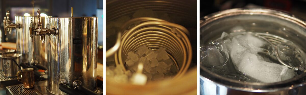 円筒型冷却器の外観と内部